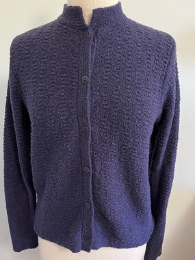 Eileen Fisher Textured Knit Button Up Cardigan Sweater